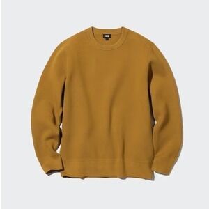 Uniqlo Washable Cotton Crew Neck Sweater Mustard Yellow Mens Large 450545